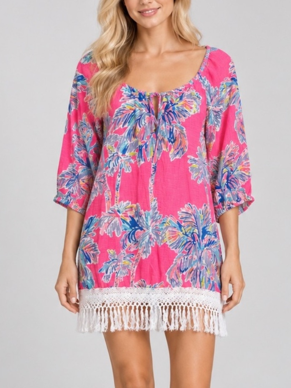 Lilly Pulitzer Alia Beach Coverup in Flamingo Pink Nice Stems Size XXS 57093